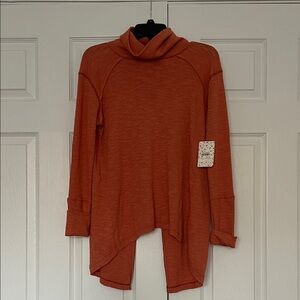 Free People Orange Split Back Tunic